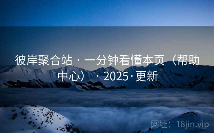 彼岸聚合站 · 一分钟看懂本页（帮助中心） · 2025·更新